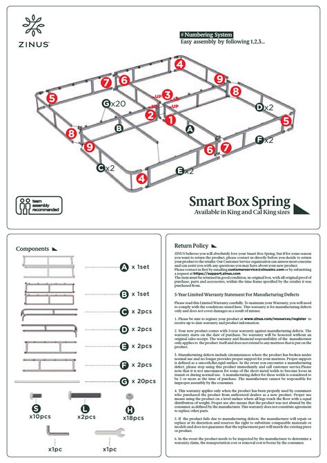 zinus metal box spring instructions